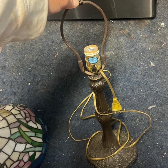 Dale Tiffany Stained Glass Lamp Shade with Pink and Green Accents - Picture 2 of 14